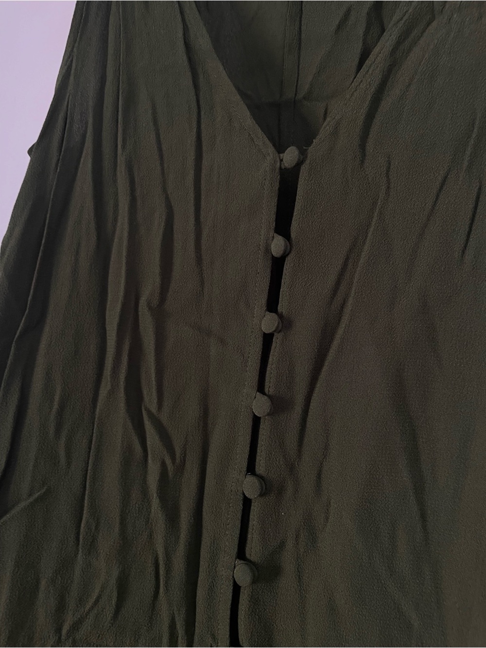 Madewell Olive Green Button-Front Sleeveless Dress - Picture 2 of 3